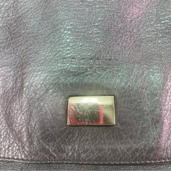 ORCIANI ITALY CROSSBODY TOTE BAG LEATHER SHIMMERING METALLIC BAG Y2K PURPLE - Picture 2 of 10
